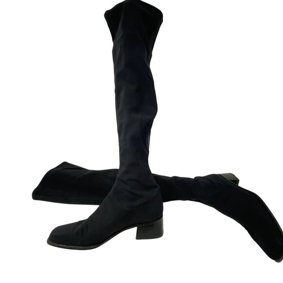 Vintage Stuart Weitzman Microstretch Fabric  Over The Knee Pull On Boots Size 7 - Picture 2 of 16
